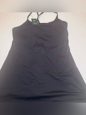 HALARA Black Athletic Mini Dress with Spaghetti Straps and Shorts